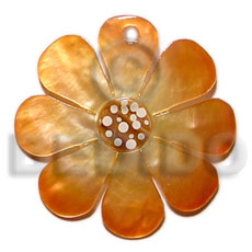 30mm  graduated orange hammershell flower  dotted skin nectar - Shell Pendant