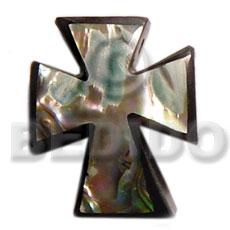 paua abalone 40mm cross pendant  resin backing - Shell Pendant