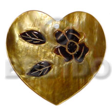 40mm heart brownlip  skin - Shell Pendant