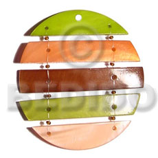 segmented kabibe shell circle 55mmm diameter/ 5 color combinationnation - Shell Pendant