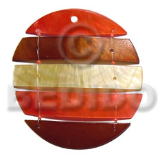 segmented kabibe shell circle 55mmm diameter/ 2 color combinationnation & MOP - Shell Pendant