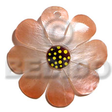 40mm  graduated golden orange hammershell flower  dotted skin nectar - Shell Pendant