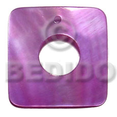 square 45mm lavender kabibe shell  15mm center hole - Shell Pendant