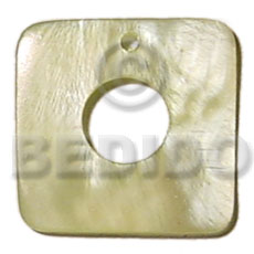 40mmx40mm light yellow square hammershell  15mm center hole - Shell Pendant