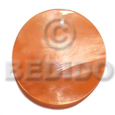 40mm round orange hammershell - Shell Pendant