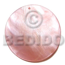 40mm round light pink hammershell - Shell Pendant