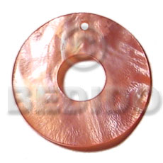 40mm donut  peach hammershell  15mm center hole - Shell Pendant