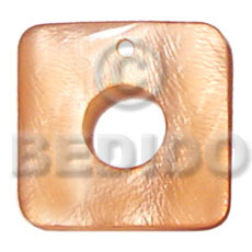 40mmx40mm square  orange  hammershell  15mm center hole - Shell Pendant