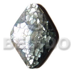 50mmx40mm diamond blacklip shell cracking  resin backing ( rounded edges) - Shell Pendant