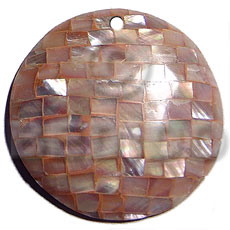45mm round in rust  color hammershell blocking  resin backing - Shell Pendant