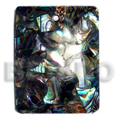 40mmx30mm square laminated paua chips  resin backing - Shell Pendant