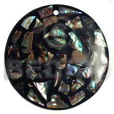 50mm round paua blocking  resin backing - Shell Pendant