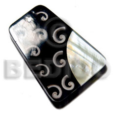 60mmx45mm / 7mm thickness /everlasting luhuanus  MOP combination in black resin backing laminated in clear resin - Shell Pendant