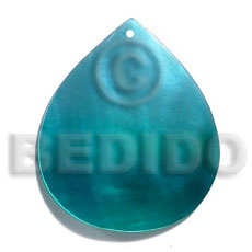 kabibe rounded teardrop 35mmx30mm two tone - aqua blue-green combination - Shell Pendant