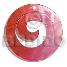 30mm round swirl kabibe pendant/ two tone dark orange-pink - Shell Pendant