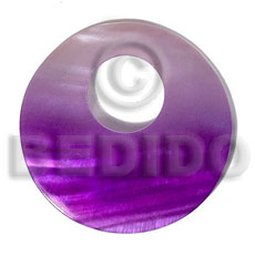 50mm round kabibe shell pendant  big 19mm top center hole  / graduated purple - Shell Pendant