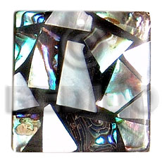 flat square  black resin  20mmx20mm laminated  paua/hammershell pendant - Shell Pendant