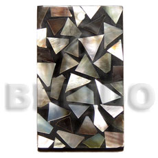 flat 30mmx50mm rectangle  black resin  laminated blacklip chips - Shell Pendant