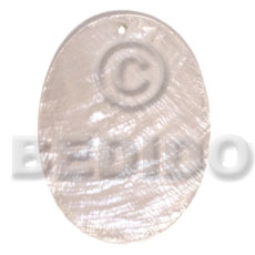 40mmx30mm  natural white capiz oval - Shell Pendant