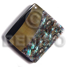 35mmx30mm laminated rectangular paua/blacklip shell  combination  5mm black resin backing - Shell Pendant