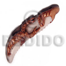 70mm  cowrie tiger shell fang  ( varying natural sizes )  clay scorpion /  tribal clay series - Shell Pendant