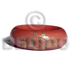light red mahogany tone  embossed metallic  handpainting / grained,sanded,stained and coated   clear high gloss protective finish nat. wood bangle / wood tones ht= 25mm / outer diameter =  65mm inner diameter  /  10mm thickness hand painted using japanese materials in the form of maki-e art a traditional japanese form of hand painting objects - Wooden Bangles