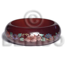 english chestnut tone / grained,sanded,stained and coated  embossed metallic handpainting / clear high gloss protective finish nat. wood bangle / ht= 25mm / outer diameter =  65mm inner diameter  /  10mm thickness hand painted using japanese materials in the form of maki-e art a traditional japanese form of hand painting objects - Wooden Bangles