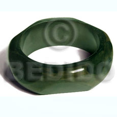 chunky / diana / stained and  clear coated high gloss polished green nat. wood bangle / ht= 25mm / 65mm inner diameter / 12mm  thickness - Wooden Bangles