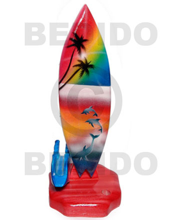 18.5inx3/14inx3.4in  handpainted wood removable surfboard penholder  card horlder / large - Home