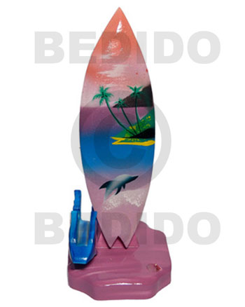 18.5inx3/14inx3.4in  handpainted wood removable surfboard penholder  card horlder / large - Home