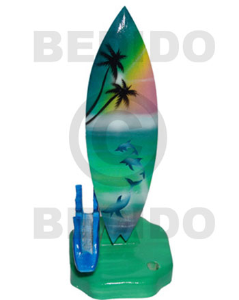 18.5inx3/14inx3.4in handpainted wood removable surfboard penholder  card horlder / large - Home