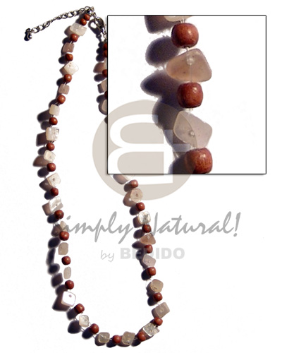 floating square cut hammershell & 4-5mm wood beads alt - Home