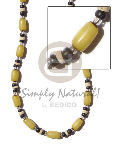 yellow buri tube  black /bleach coco Pokalet & glass beads - Home
