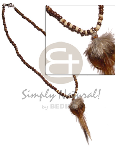 30mm round brownlip  feather accent in 2-3mm coco Pokalet. - Home