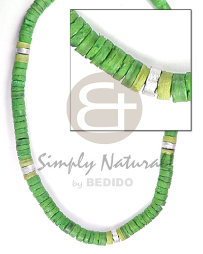 7-8mm coco heishe in green tones  silver accent - Home