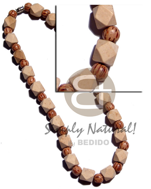 10mm nat. white wood  round 8mm palmwood beads combination - Home