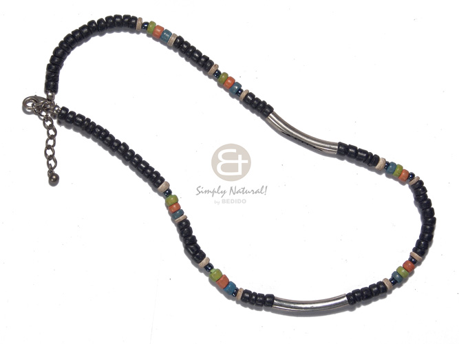 4-5mm coco black Pokalet  bleach/blue/line green/orange combination,   metal accents - Home