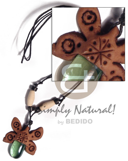 35mm clay bug  / adjustable black wax cord /tribal clay series - Home