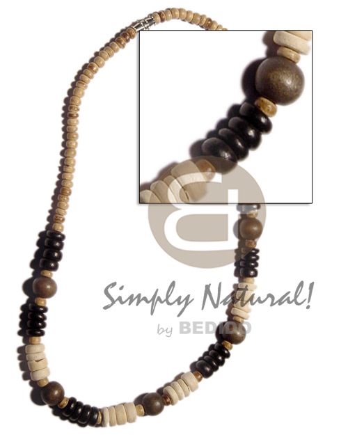 4-5mm coco Pokalet natural   8mm coco Pokalet bleach & greywood beads accent - Home