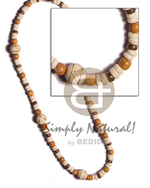 4-5mm coco Pokalet. bleach/brown  bayong wood bead and nat. wood beads  wood burning - Home