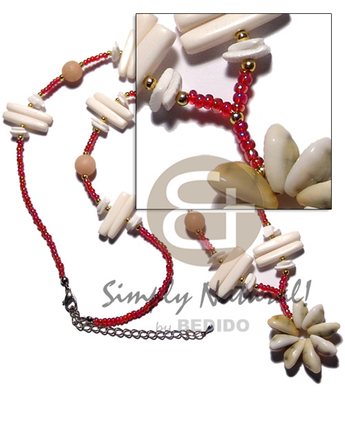 carabao bone sticks  buri beads in red glass beads  tassled sigay flower - Home