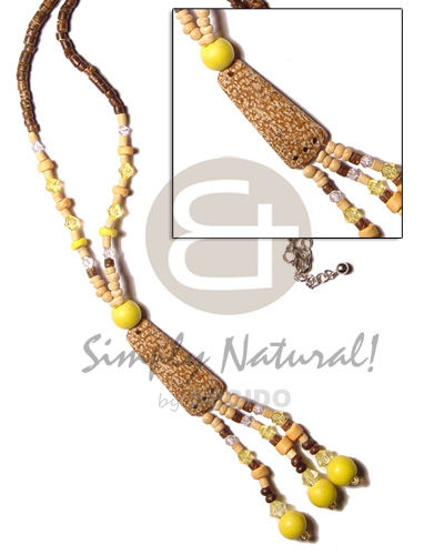 3 tassle 2-3 coco and mahogany  yellow wood beads and acrylic crystals - Home