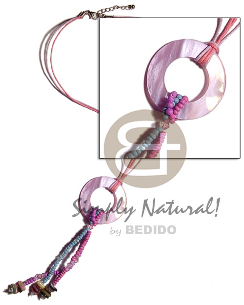 lavender 40mm hammershell ring  tassles & rainbow hammershell in wax cord - Home