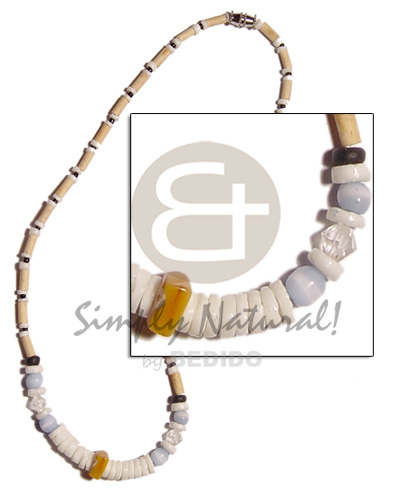 wood tube  white clam, cats eye,glassbeads & acrylic crystals accent - Home