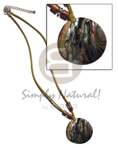 40mm round paua abalone in wax cord - Home