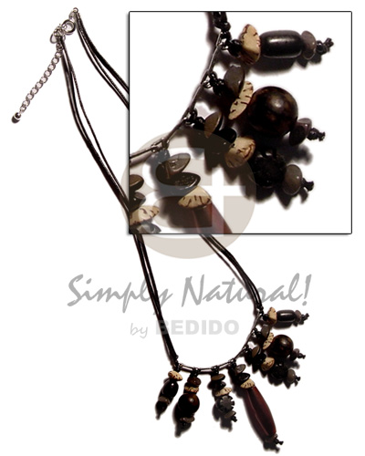 dangling asstd. buri seeds   wood beads in double wax cord - Home