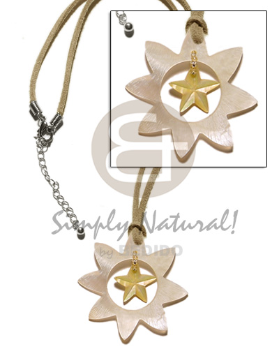 40mm star hammershell  dangling star 15mm MOP in wax cord - Home