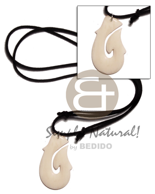 40mm celtic white carabao bone hook on adjustable leather thong - Home