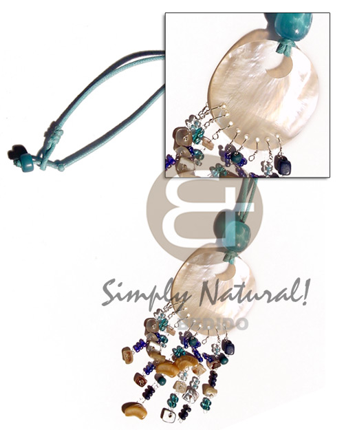 wax cord  round 45mm hammershell & dangling shells & beads - Home
