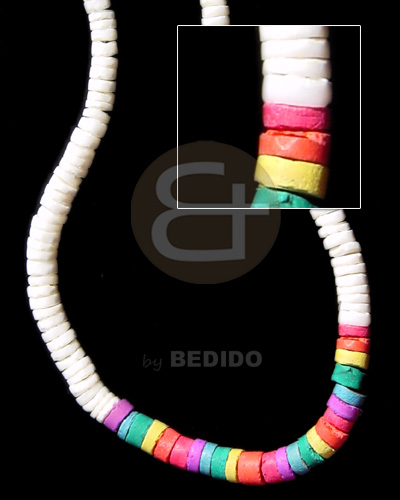 graduated white shell in coco heishe rainbow combination - Home